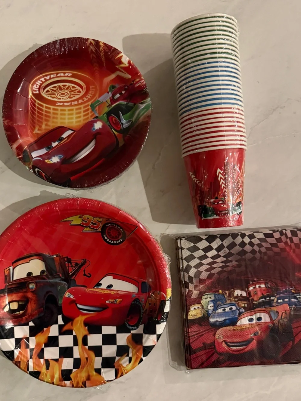 NEW Disney Pixar Cars Birthday Party Tableware Supplies Bundle 120 pieces total